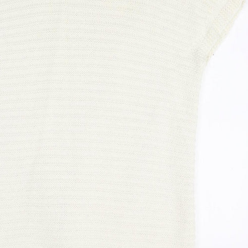 Oasis Womens White Boat Neck Acrylic Pullover Jumper Size M