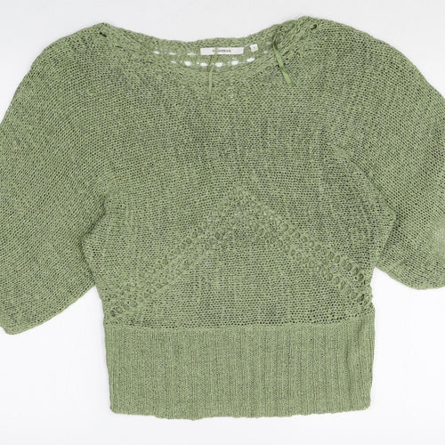 Paraphrase Womens Green Boat Neck Acrylic Pullover Jumper Size L