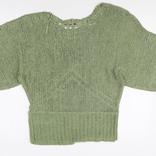 Paraphrase Womens Green Boat Neck Acrylic Pullover Jumper Size L