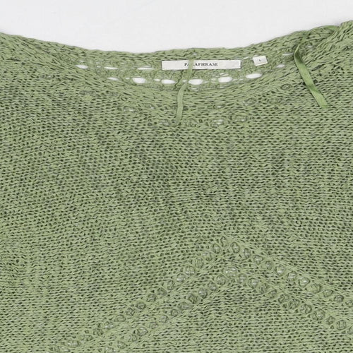 Paraphrase Womens Green Boat Neck Acrylic Pullover Jumper Size L