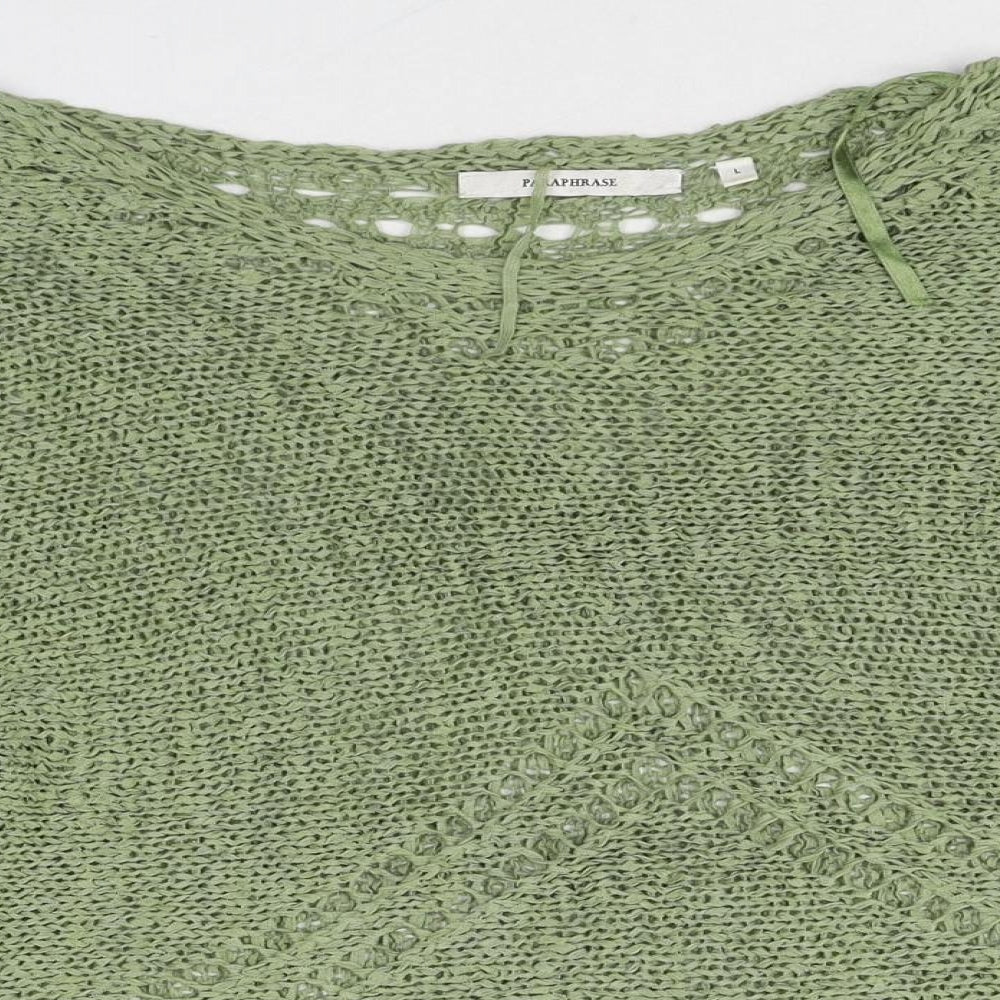 Paraphrase Womens Green Boat Neck Acrylic Pullover Jumper Size L