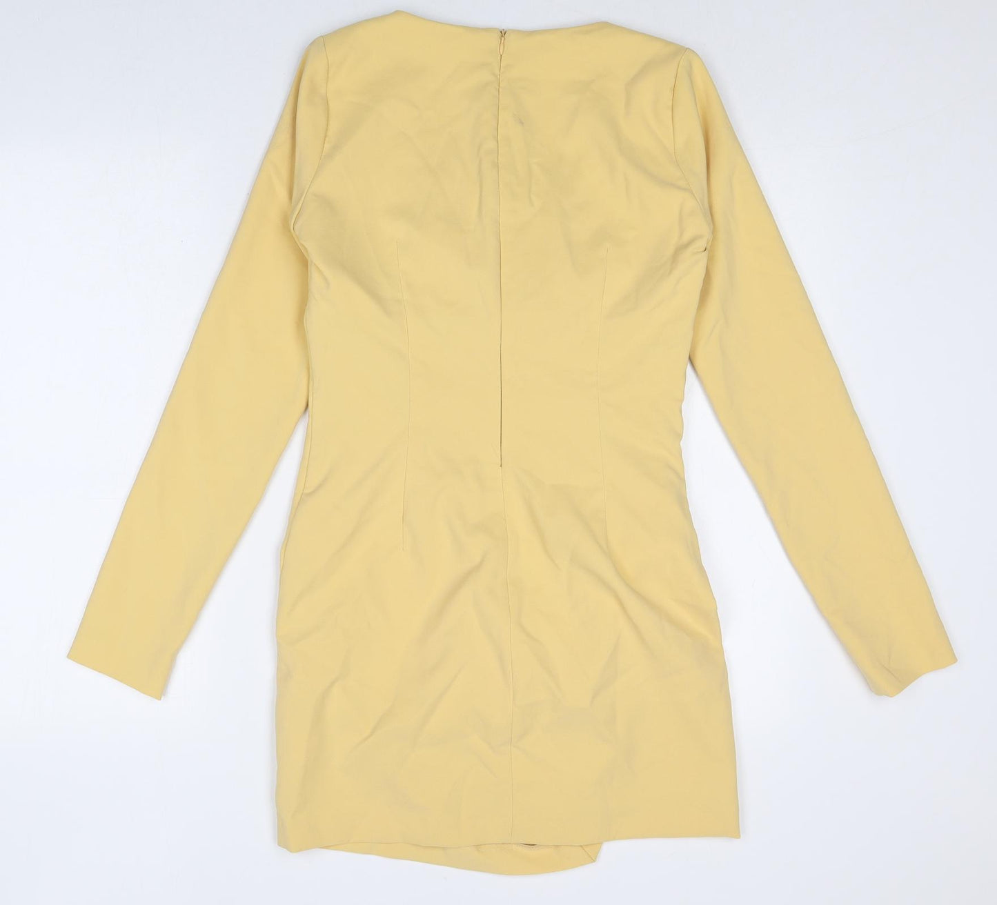 Zara Womens Yellow Polyester A-Line Size M Scoop Neck Zip