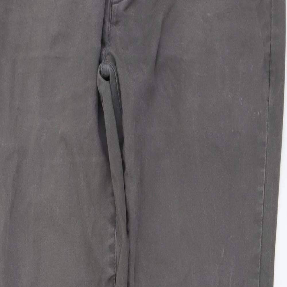 NEXT Mens Grey Cotton Chino Trousers Size 34 in L32 in Slim Button