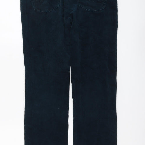 Marks and Spencer Womens Green Cotton Trousers Size 12 L29 in Regular Button
