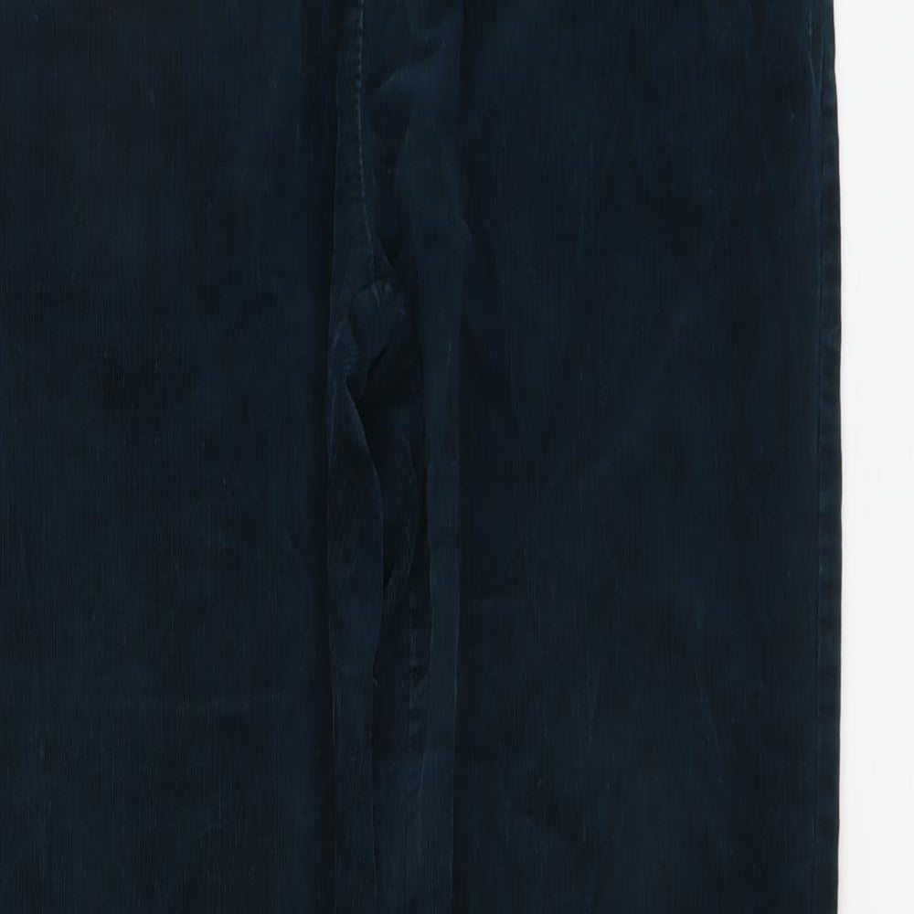 Marks and Spencer Womens Green Cotton Trousers Size 12 L29 in Regular Button