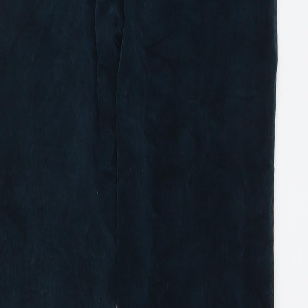 Marks and Spencer Womens Green Cotton Trousers Size 12 L29 in Regular Button