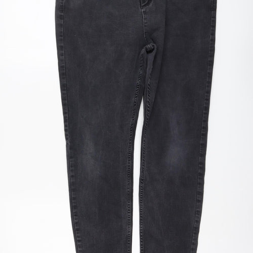 Marks and Spencer Womens Grey Cotton Skinny Jeans Size 18 L28 in Regular Button
