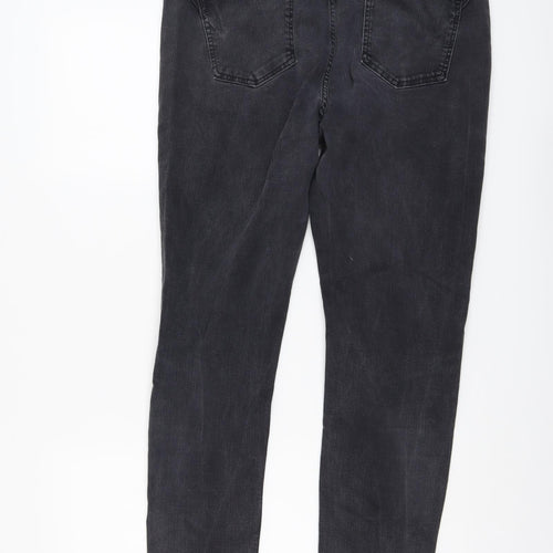Marks and Spencer Womens Grey Cotton Skinny Jeans Size 18 L28 in Regular Button
