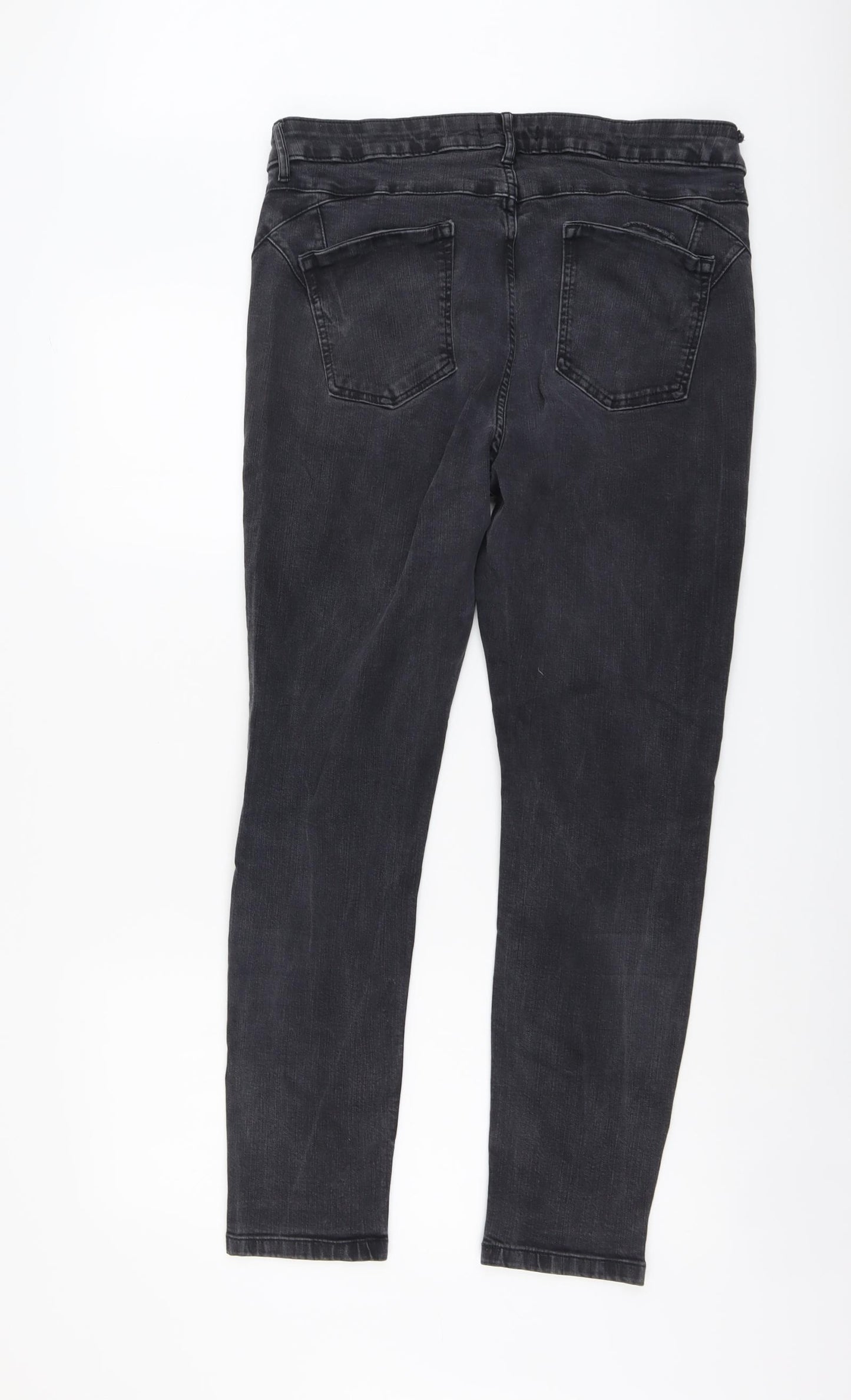 Marks and Spencer Womens Grey Cotton Skinny Jeans Size 18 L28 in Regular Button