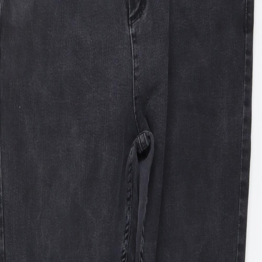 Marks and Spencer Womens Grey Cotton Skinny Jeans Size 18 L28 in Regular Button