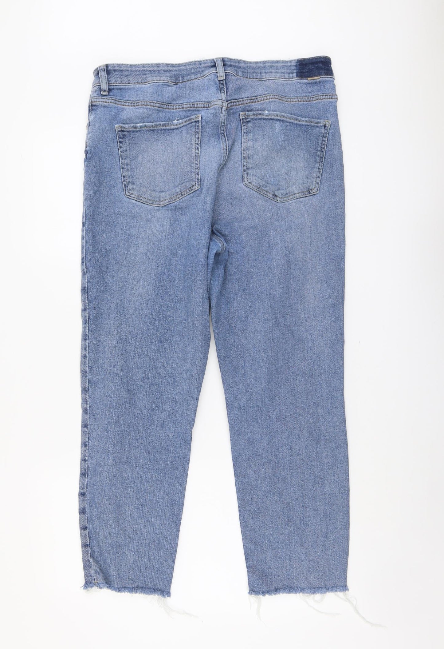 NEXT Womens Blue Cotton Straight Jeans Size 16 L25 in Slim Button