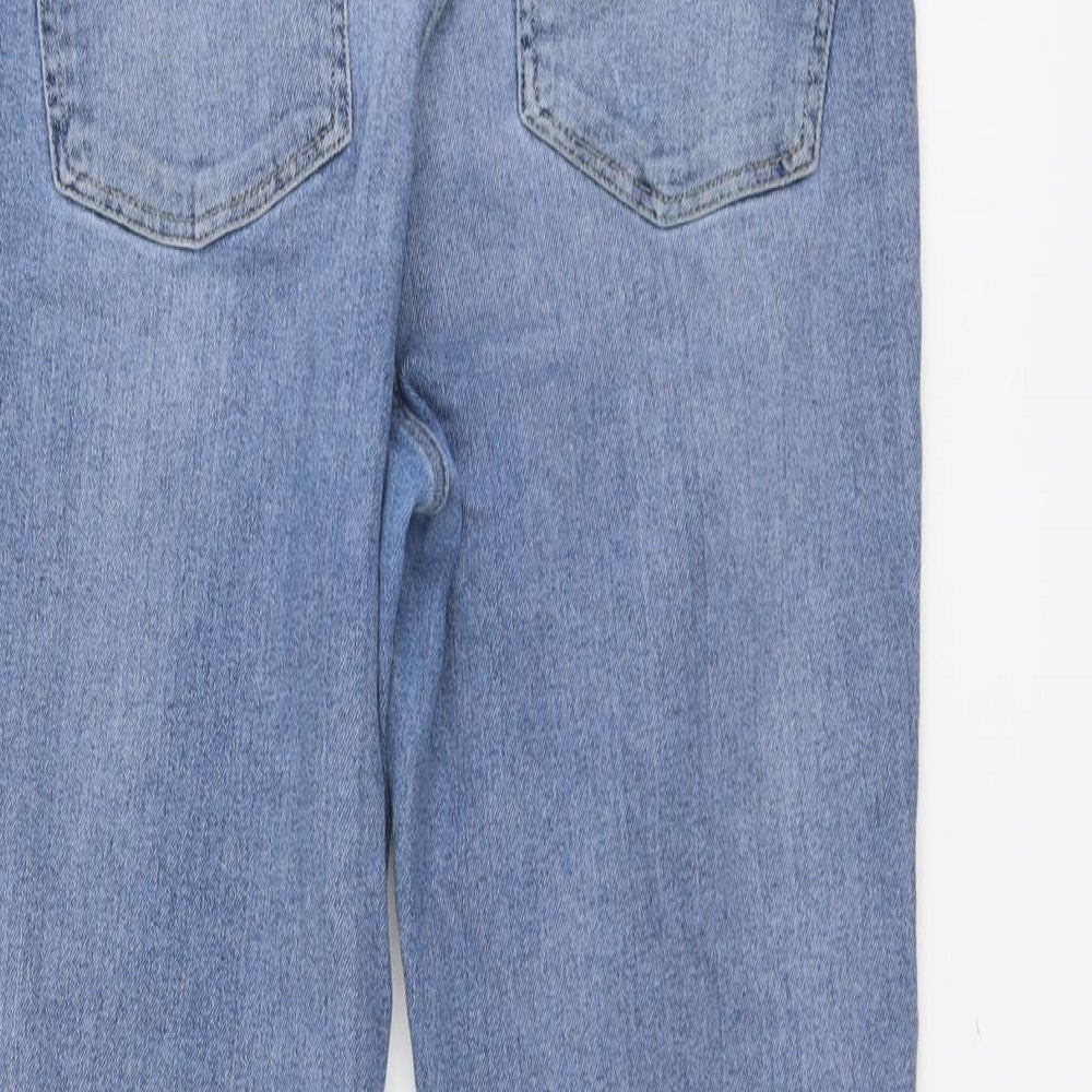 NEXT Womens Blue Cotton Straight Jeans Size 16 L25 in Slim Button