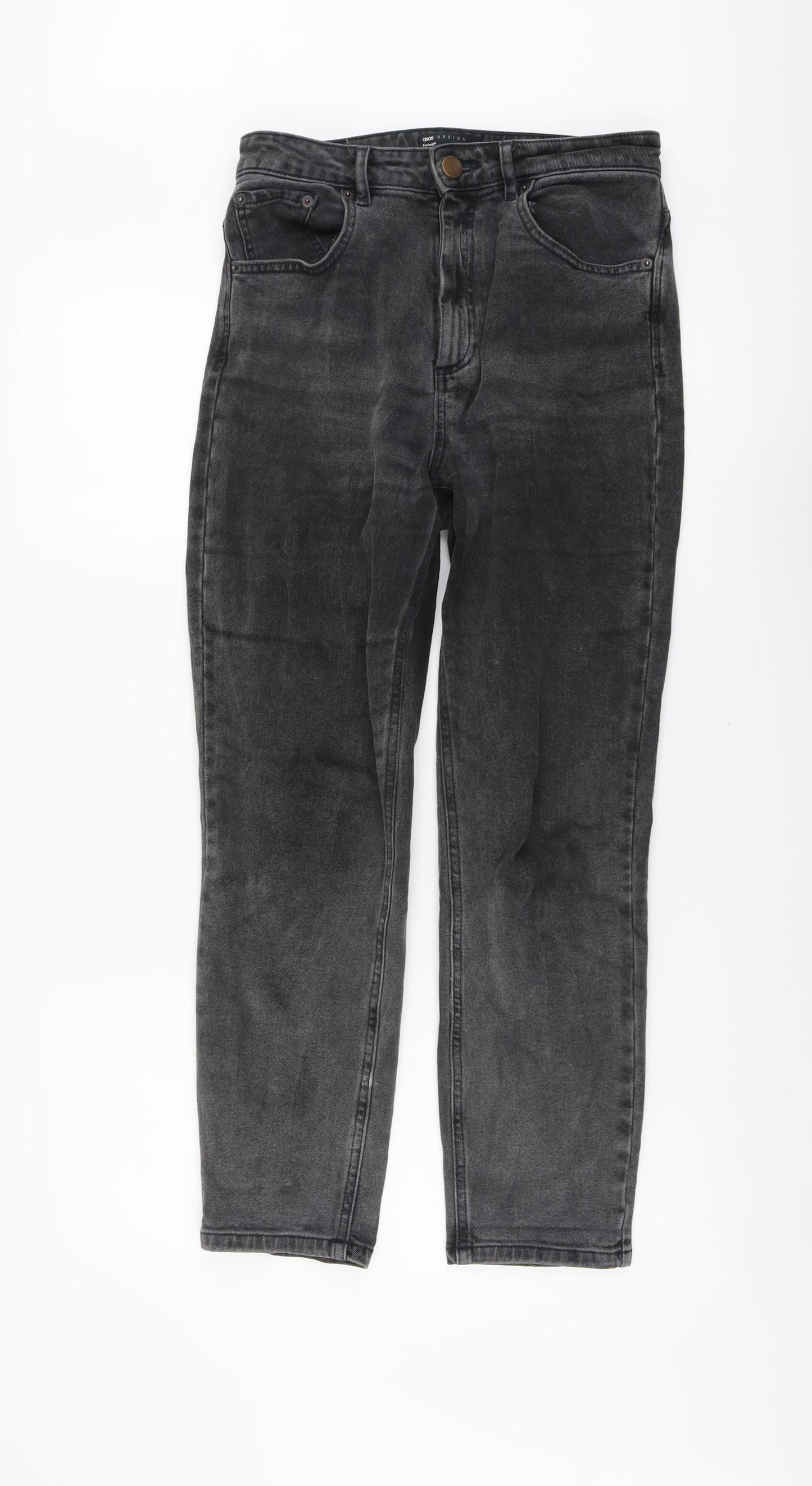 ASOS Womens Grey Cotton Straight Jeans Size 28 in L32 in Regular Button