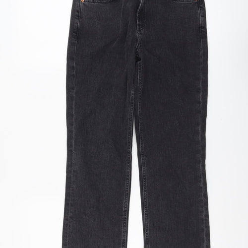 Marks and Spencer Womens Green Cotton Straight Jeans Size 8 L26 in Slim Button