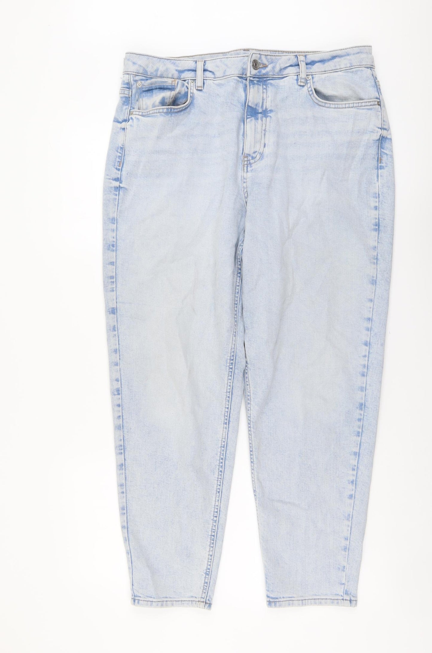 Marks and Spencer Womens Blue Cotton Straight Jeans Size 16 L27 in Regular Button