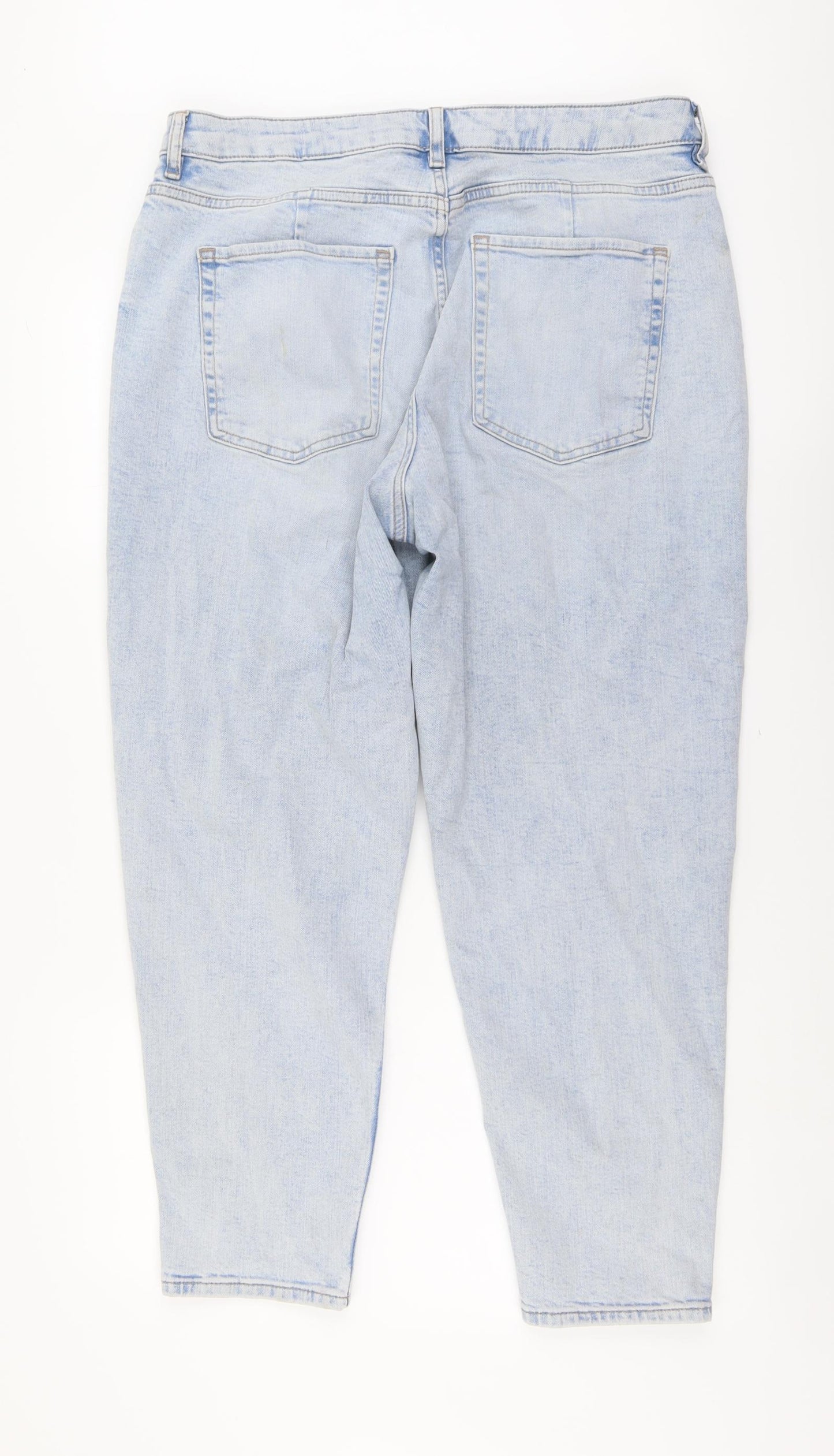 Marks and Spencer Womens Blue Cotton Straight Jeans Size 16 L27 in Regular Button