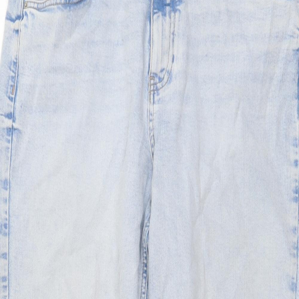 Marks and Spencer Womens Blue Cotton Straight Jeans Size 16 L27 in Regular Button