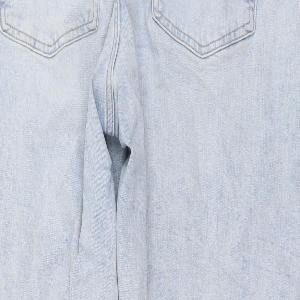 Marks and Spencer Womens Blue Cotton Straight Jeans Size 16 L27 in Regular Button