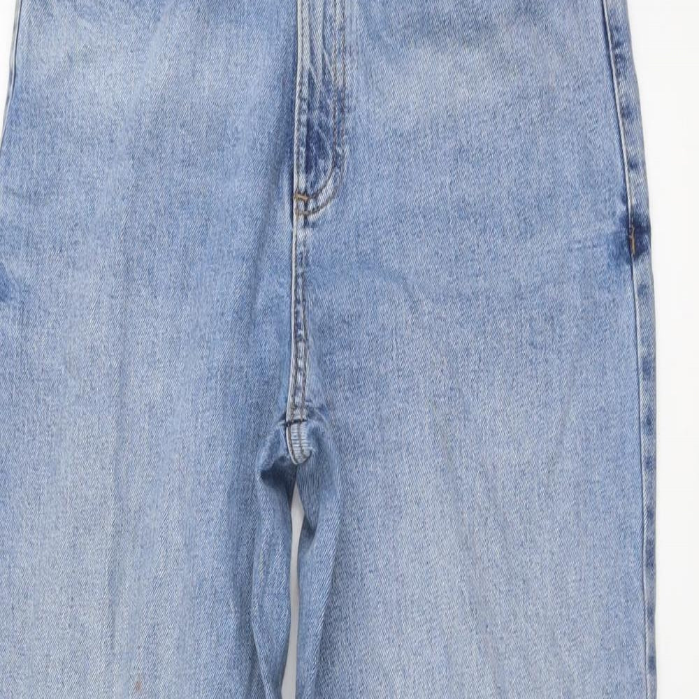 Marks and Spencer Womens Blue Cotton Wide-Leg Jeans Size 12 L30 in Regular Button