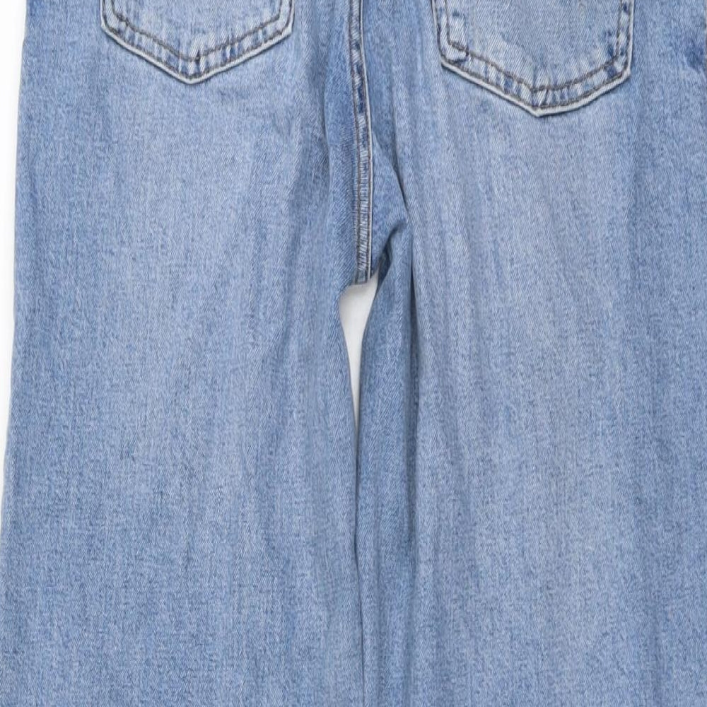 Marks and Spencer Womens Blue Cotton Wide-Leg Jeans Size 12 L30 in Regular Button