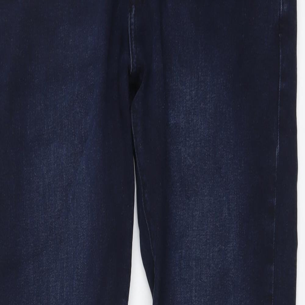 Marks and Spencer Mens Blue Cotton Straight Jeans Size 34 in L31 in Regular Button