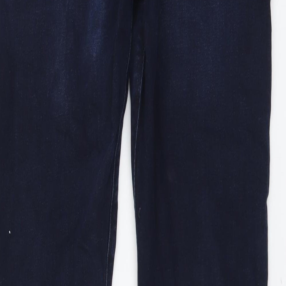Marks and Spencer Mens Blue Cotton Straight Jeans Size 34 in L31 in Regular Button
