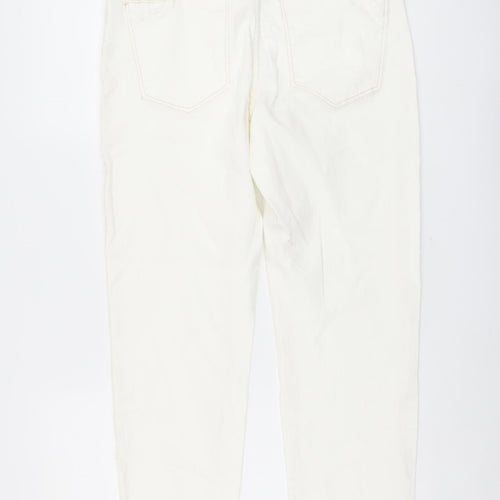 Bershka Womens Ivory Cotton Straight Jeans Size 16 L27 in Regular Button
