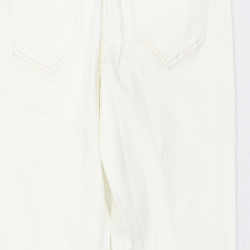 Bershka Womens Ivory Cotton Straight Jeans Size 16 L27 in Regular Button