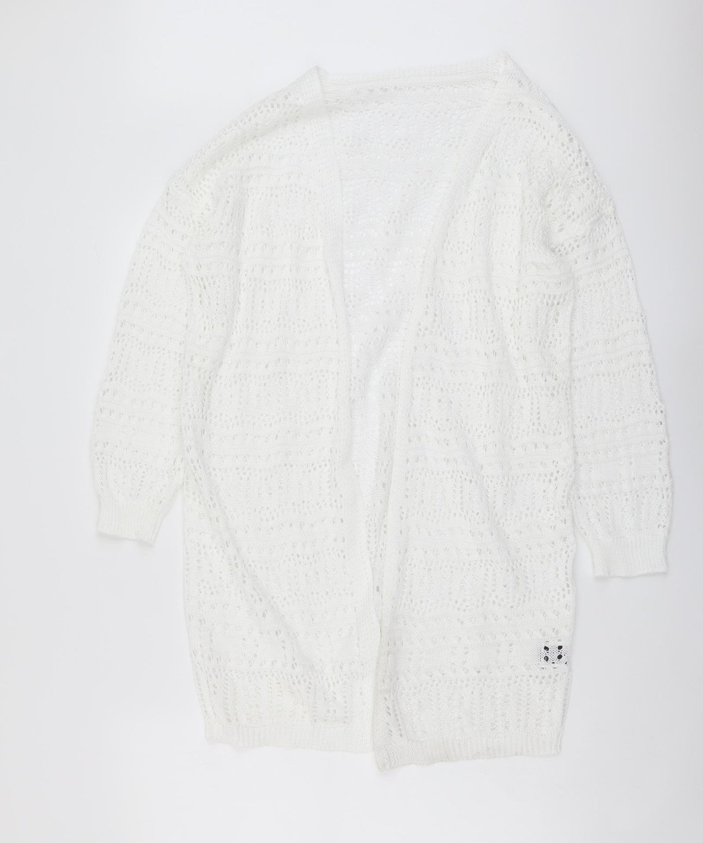 SheIn Womens White V-Neck Polyester Cardigan Jumper Size L