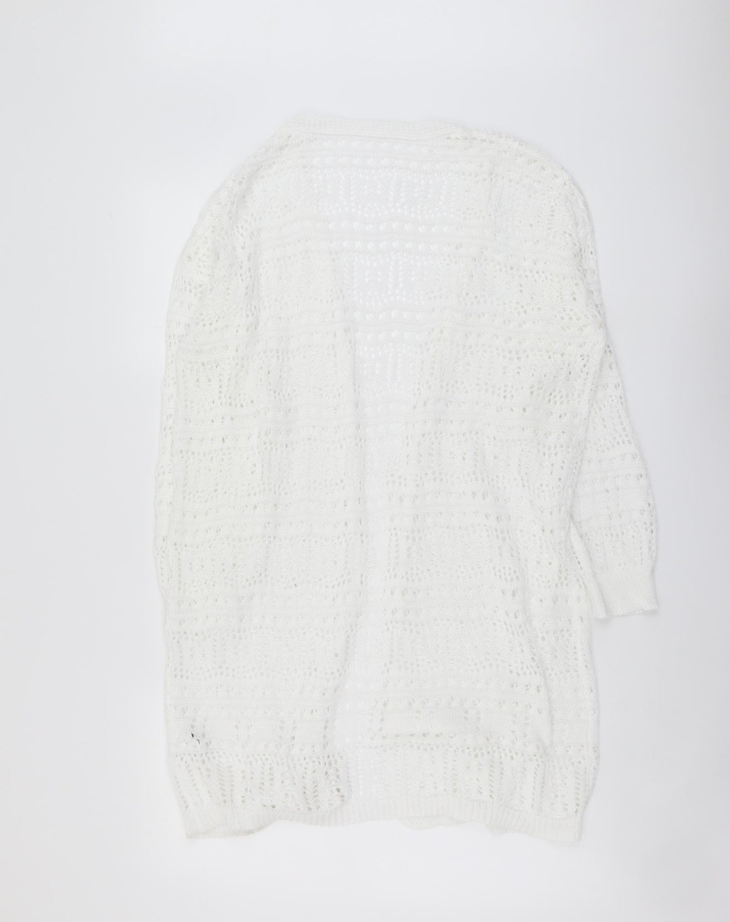 SheIn Womens White V-Neck Polyester Cardigan Jumper Size L