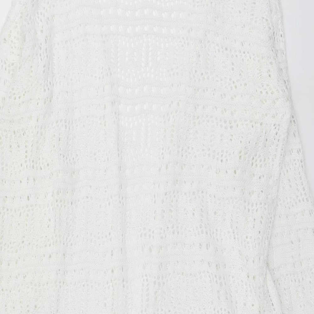 SheIn Womens White V-Neck Polyester Cardigan Jumper Size L