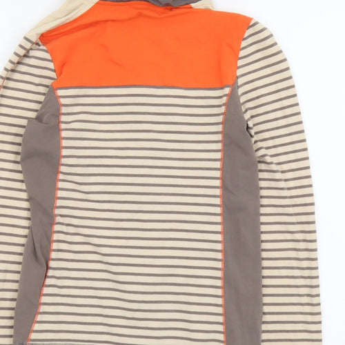 Via Appia Womens Beige Striped Cotton Full Zip Sweatshirt Size 8 Zip