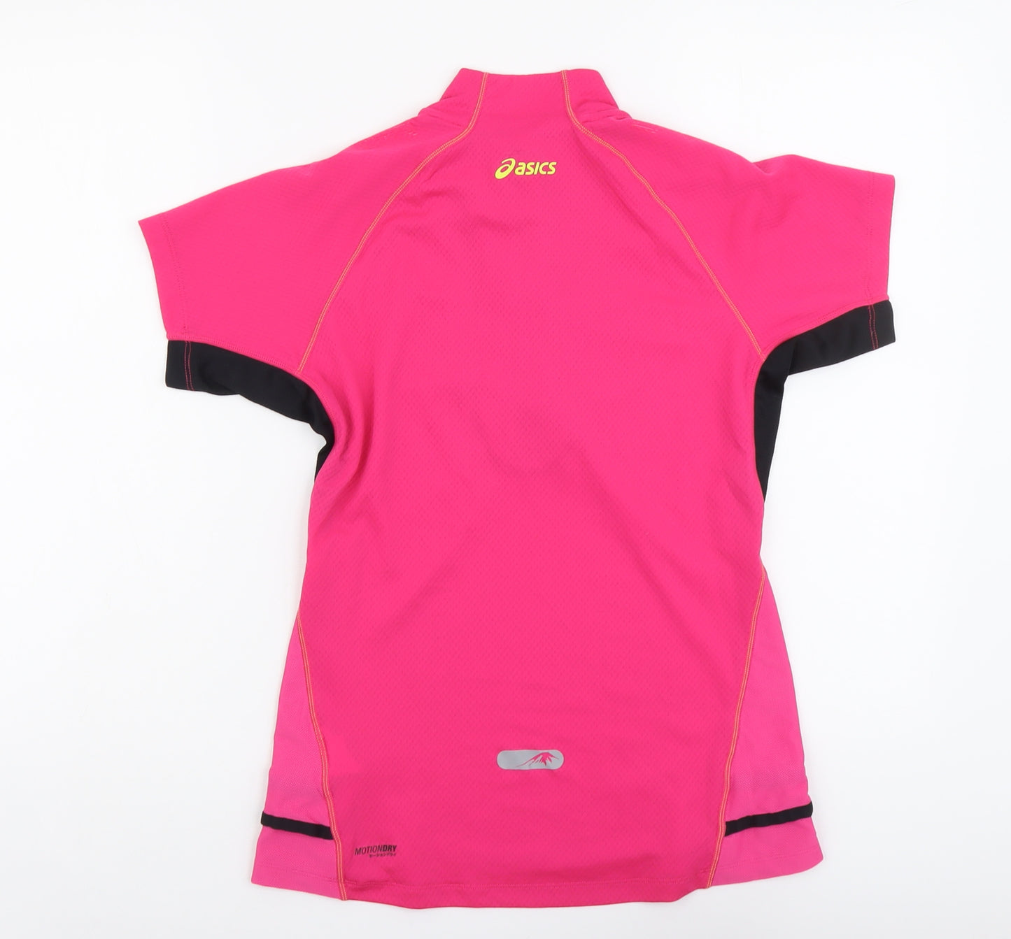 ASICS Womens Pink Polyester Basic T-Shirt Size S High Neck Zip