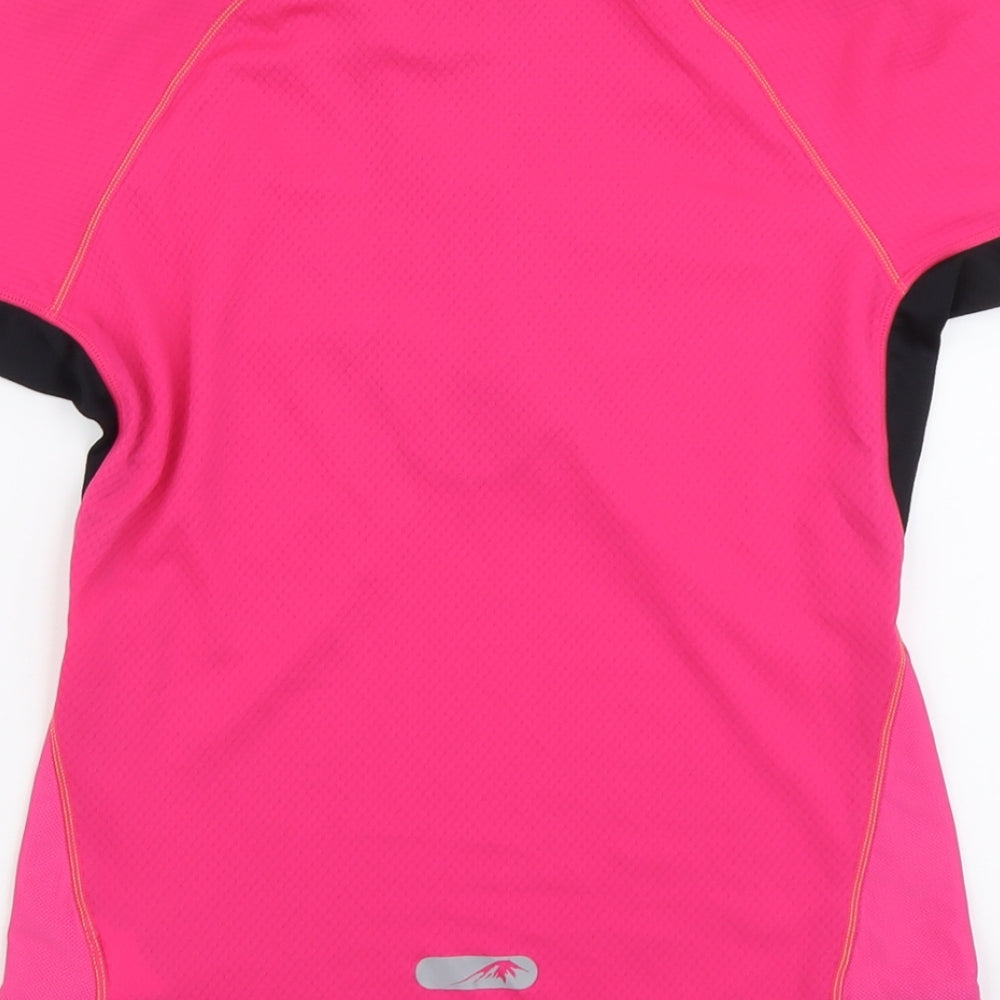 ASICS Womens Pink Polyester Basic T-Shirt Size S High Neck Zip