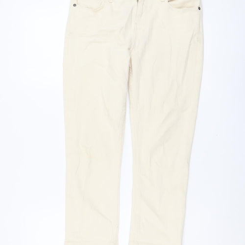 Fate Face Womens Beige Cotton Straight Jeans Size 10 L23 in Regular Button