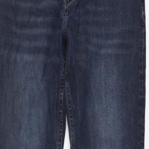 A-FRAME Mens Blue Cotton Straight Jeans Size 34 in L30 in Regular Button