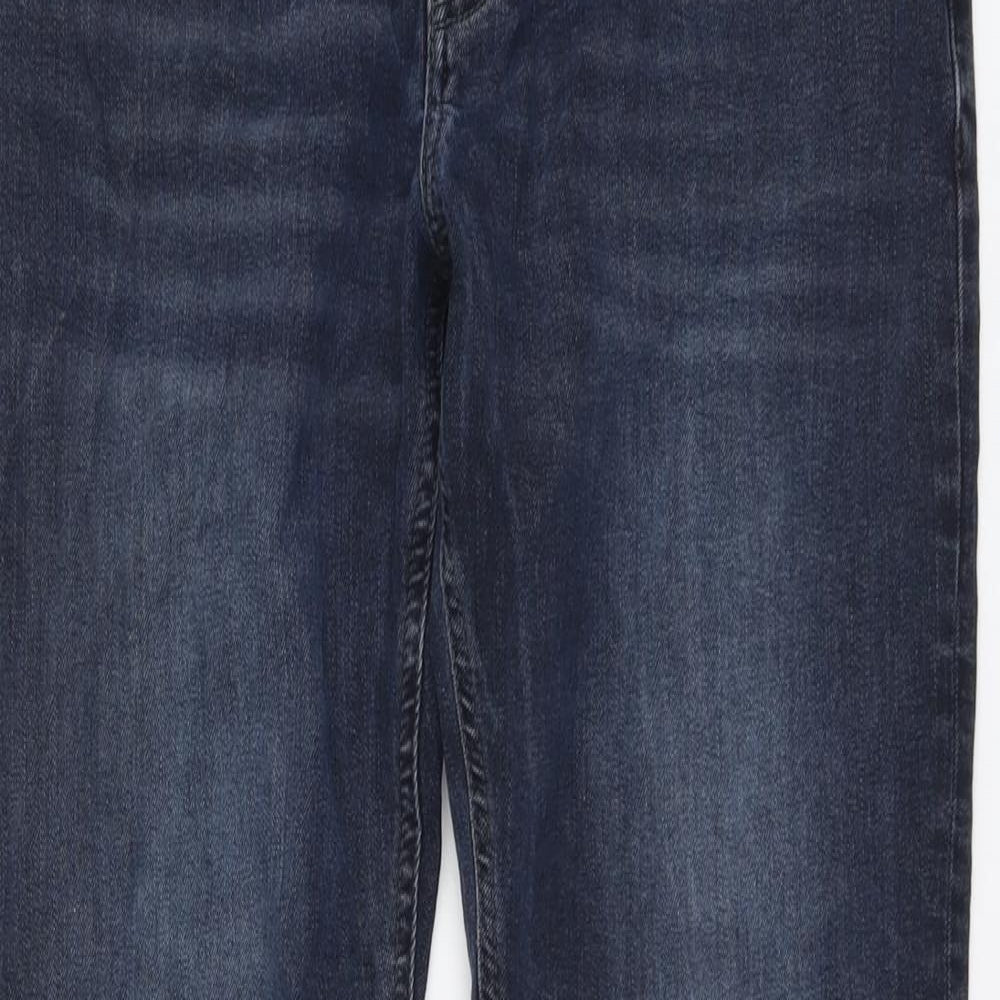A-FRAME Mens Blue Cotton Straight Jeans Size 34 in L30 in Regular Button