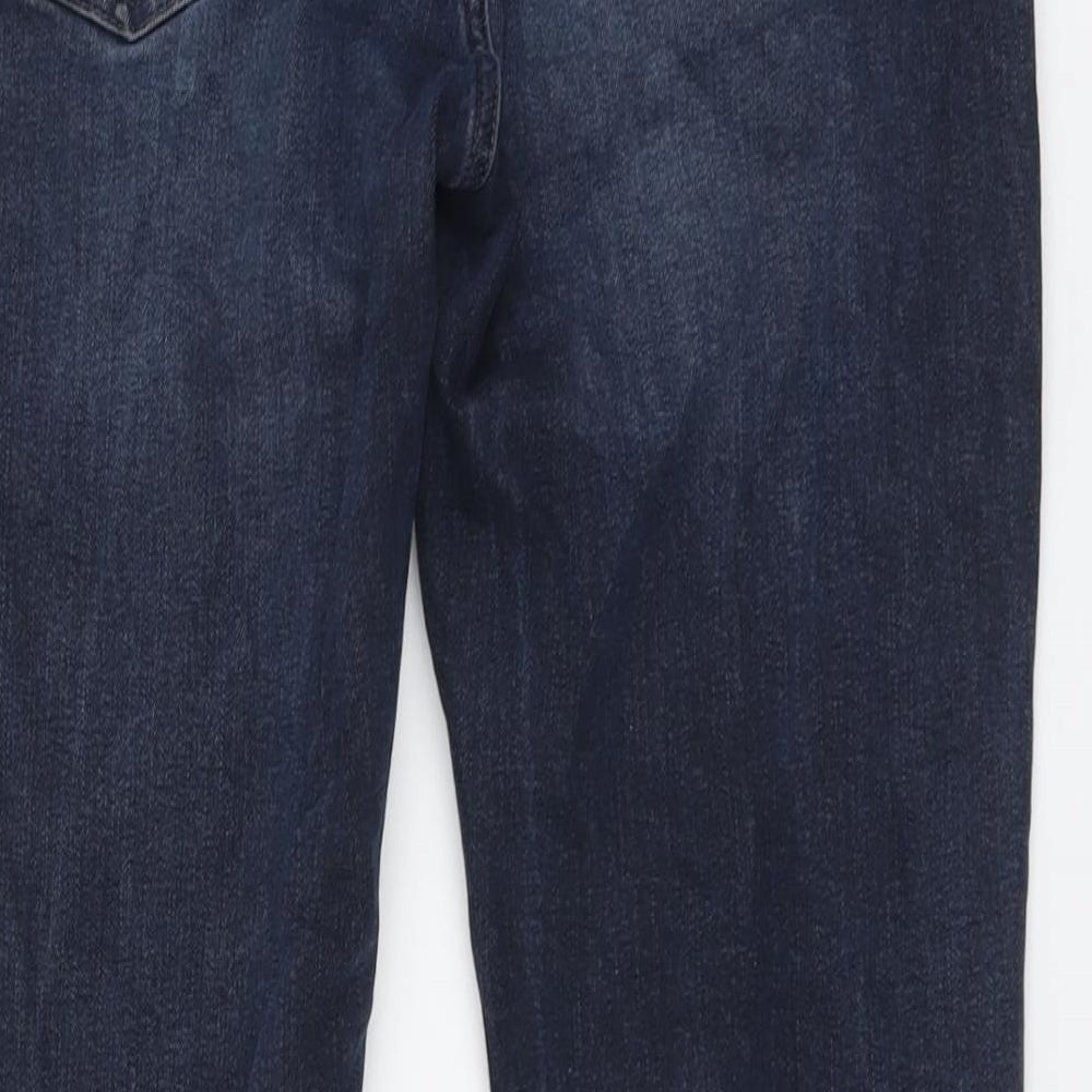 A-FRAME Mens Blue Cotton Straight Jeans Size 34 in L30 in Regular Button