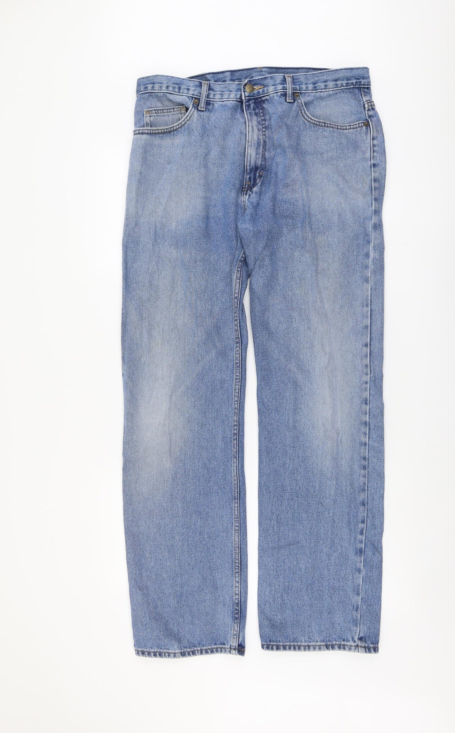 Blue Harbour Mens Beige Cotton Straight Jeans Size 36 in L33 in Regular Button
