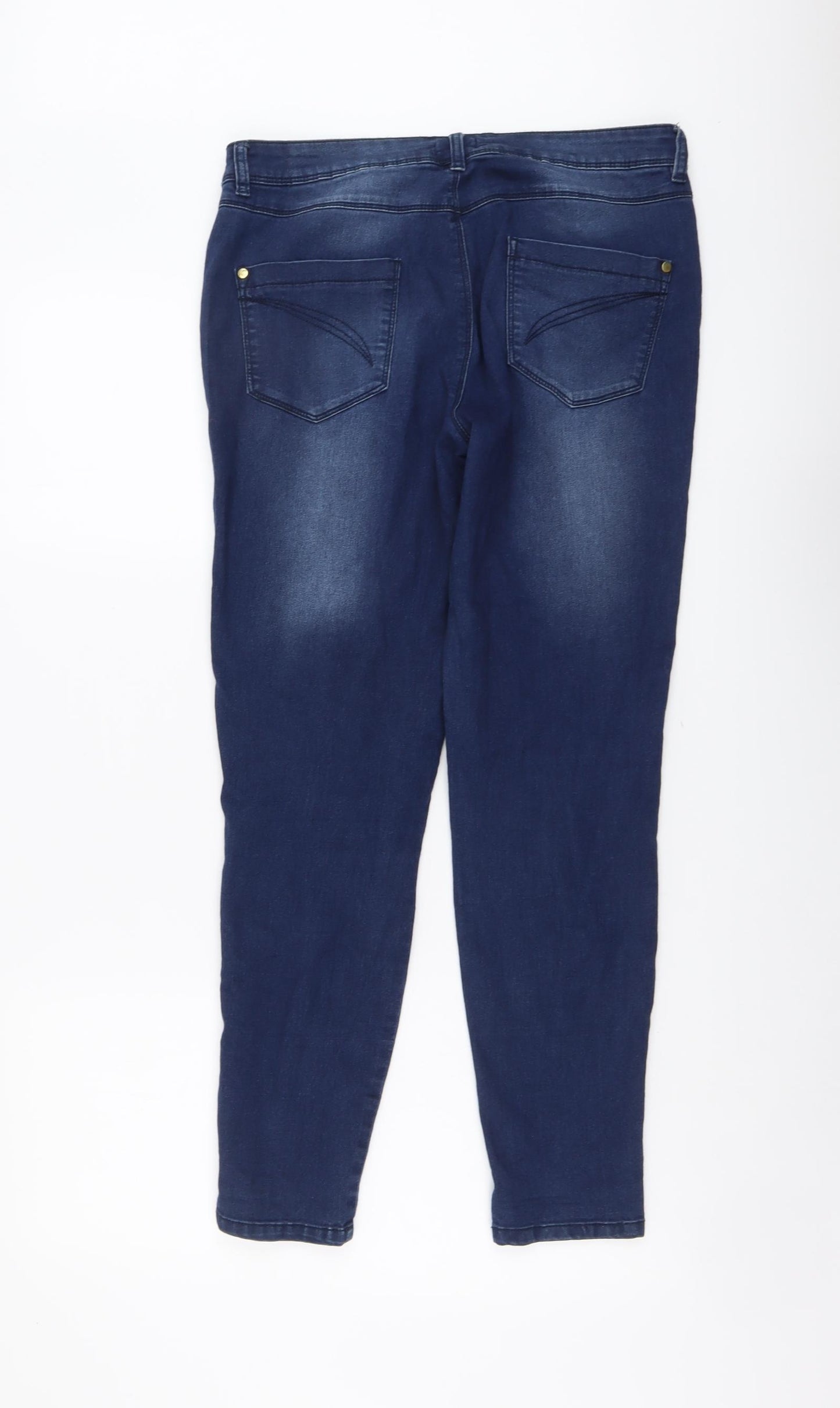 F&F Womens Blue Cotton Skinny Jeans Size 12 L27 in Regular Button