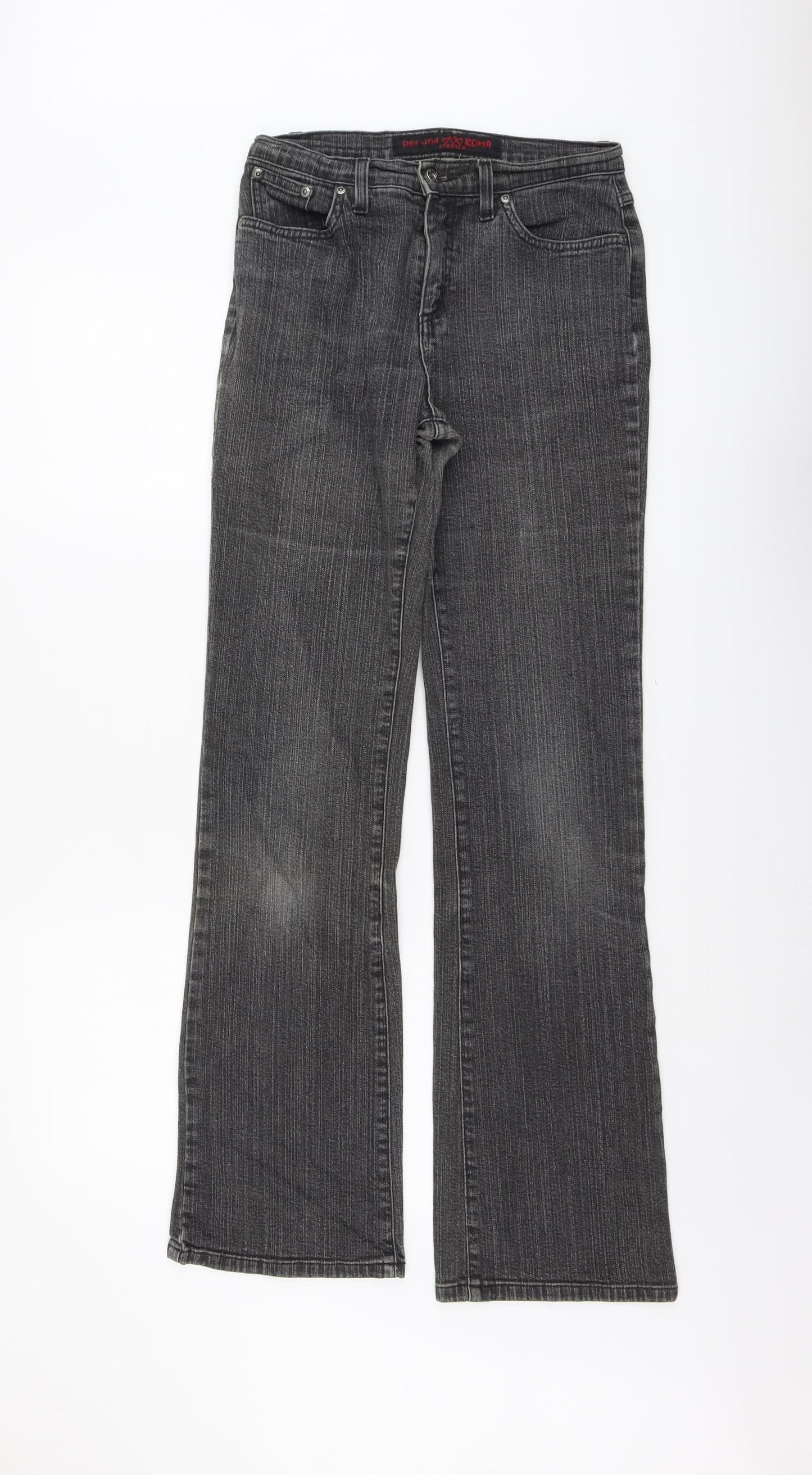 Per Una Womens Grey Cotton Bootcut Jeans Size 8 L32 in Regular Button