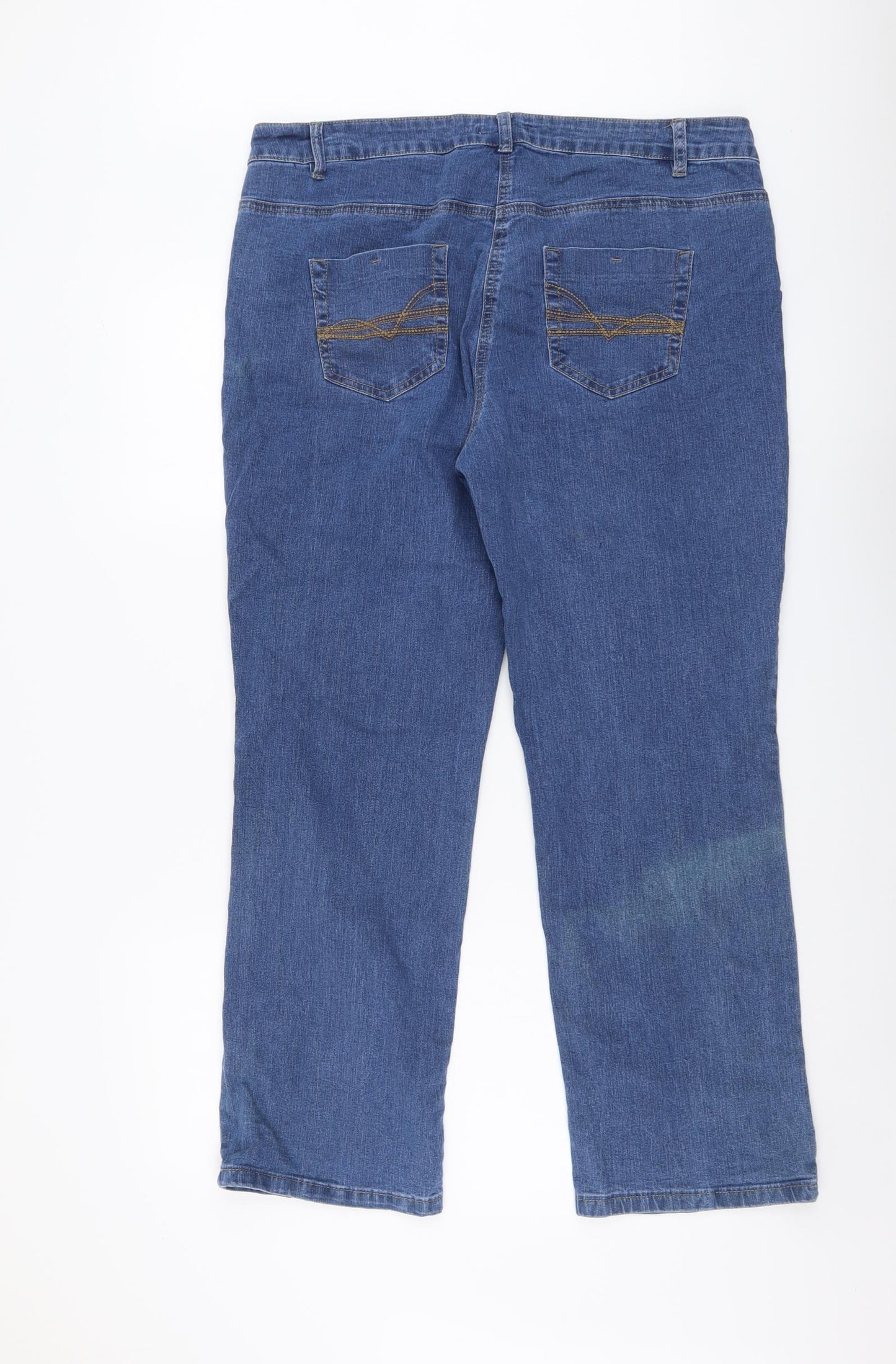 TU Womens Blue Cotton Straight Jeans Size 18 L29 in Regular Button