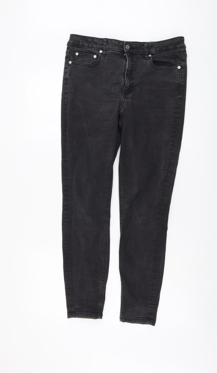 ASOS Womens Grey Cotton Skinny Jeans Size 32 in L32 in Regular Button