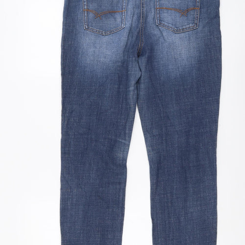 NEXT Womens Blue Cotton Straight Jeans Size 14 L29 in Regular Button