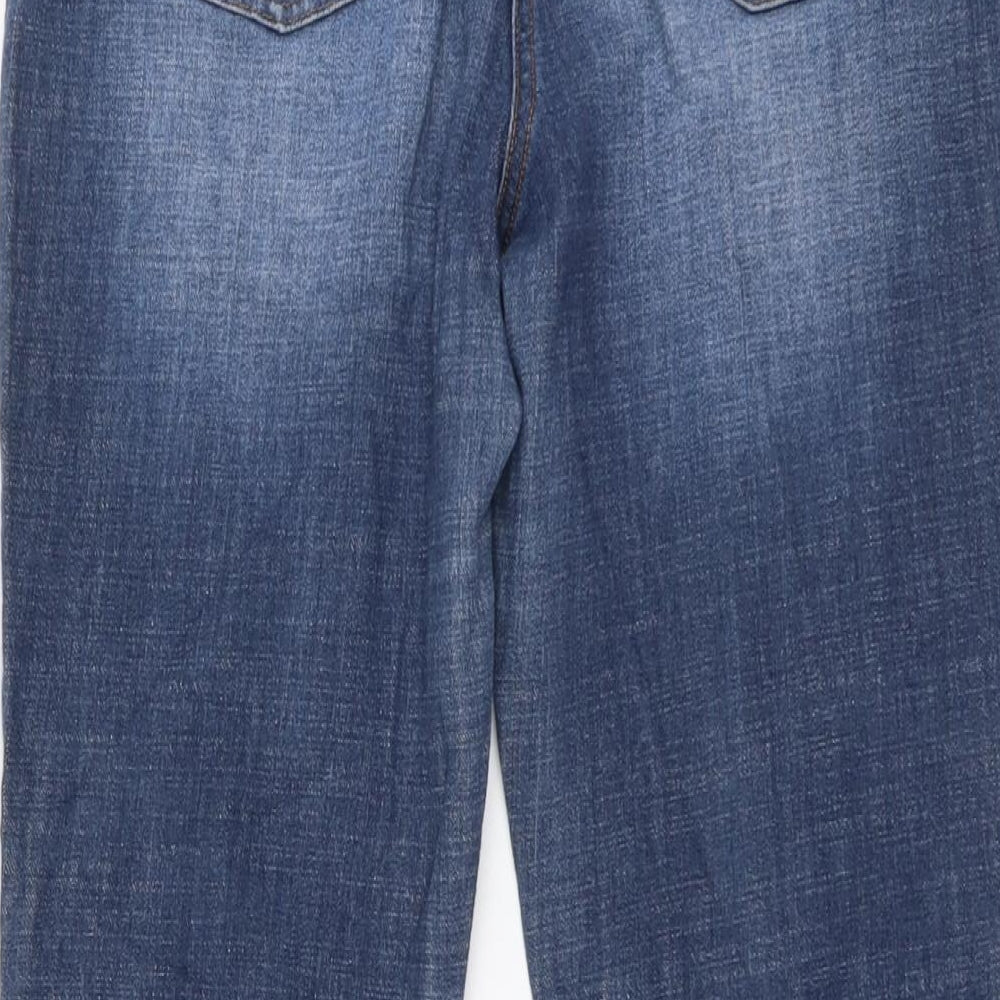NEXT Womens Blue Cotton Straight Jeans Size 14 L29 in Regular Button