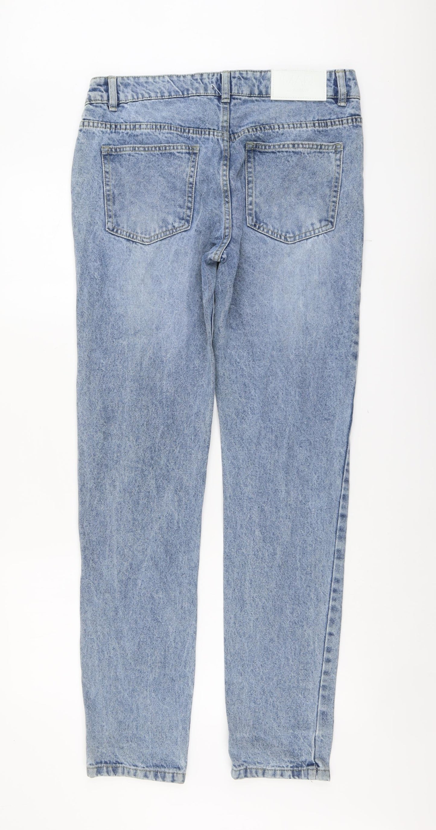 Boohoo Mens Blue Cotton Straight Jeans Size 32 in L32 in Regular Button