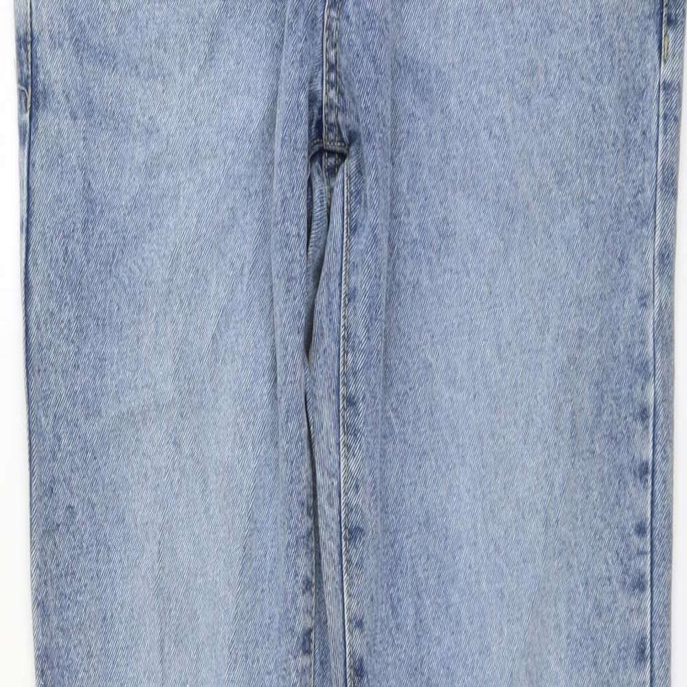Boohoo Mens Blue Cotton Straight Jeans Size 32 in L32 in Regular Button