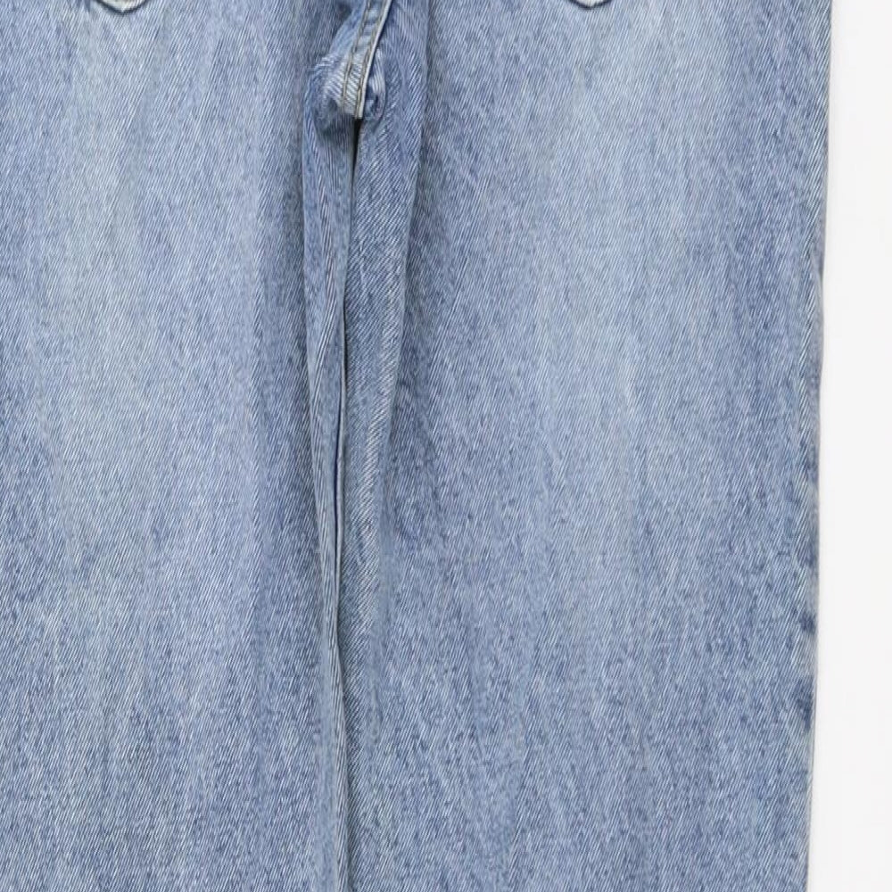 Boohoo Mens Blue Cotton Straight Jeans Size 32 in L32 in Regular Button