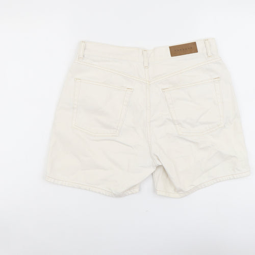 Topshop Womens Beige Cotton Bermuda Shorts Size 14 L5 in Regular Button