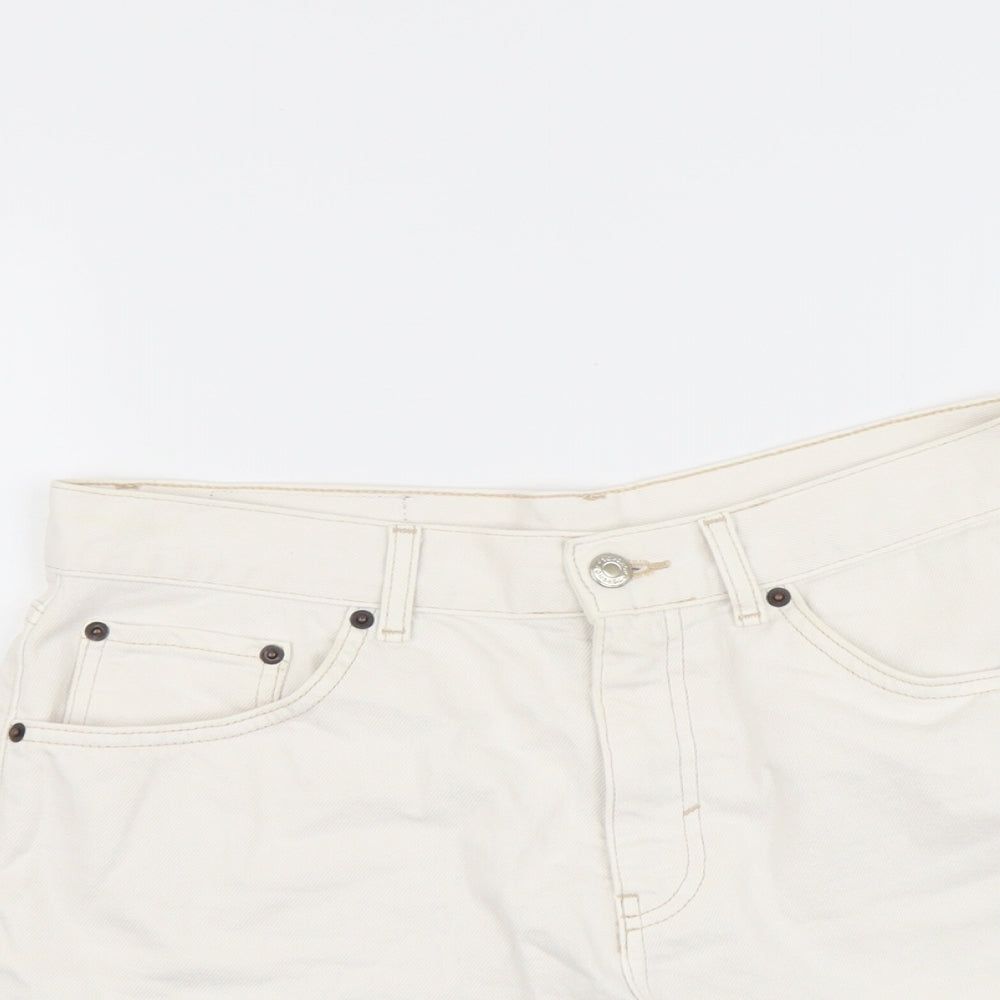 Topshop Womens Beige Cotton Bermuda Shorts Size 14 L5 in Regular Button
